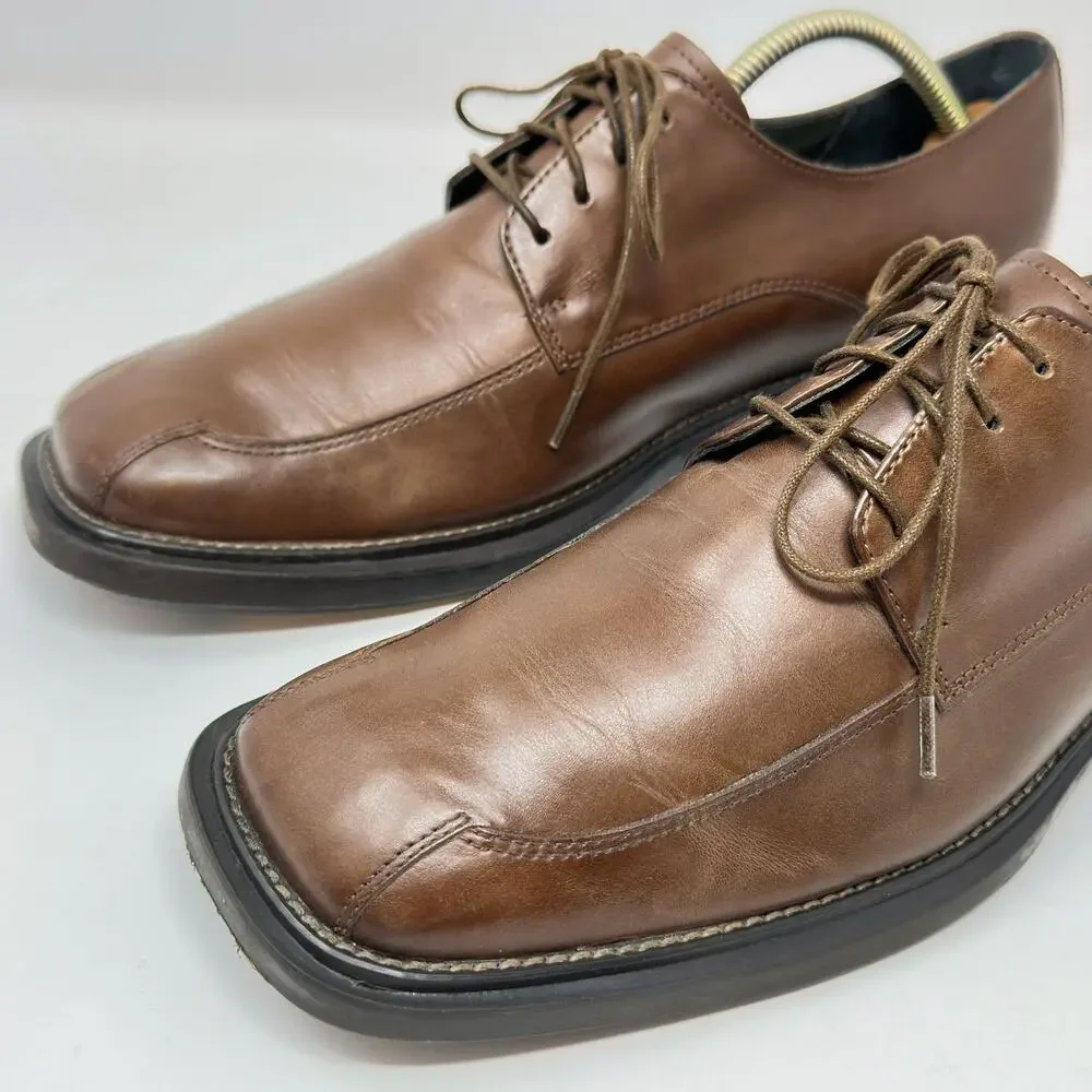 Kenneth Cole Dress Shoes Mens 9.5 M Brown Leather Derby Lace Up Best in Shoe LE